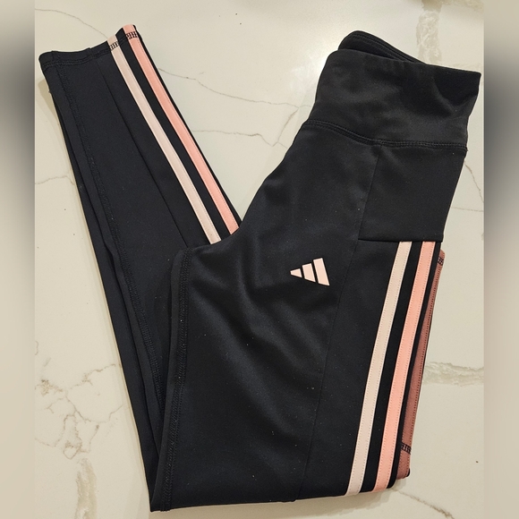 adidas Other - 2/$20 Adidas Kids Leggings Black with Pink Stripes